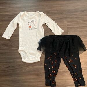 Carters Baby Girl Halloween Bodysuit and tutu Leggings Set size 6M